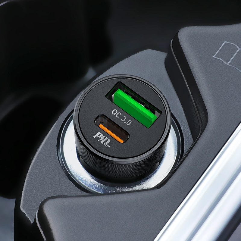 [6931474721150] Hoco Z32B car fast charger (PD fast charging), PD max. 27W + QC 3.0 max.18W, , black