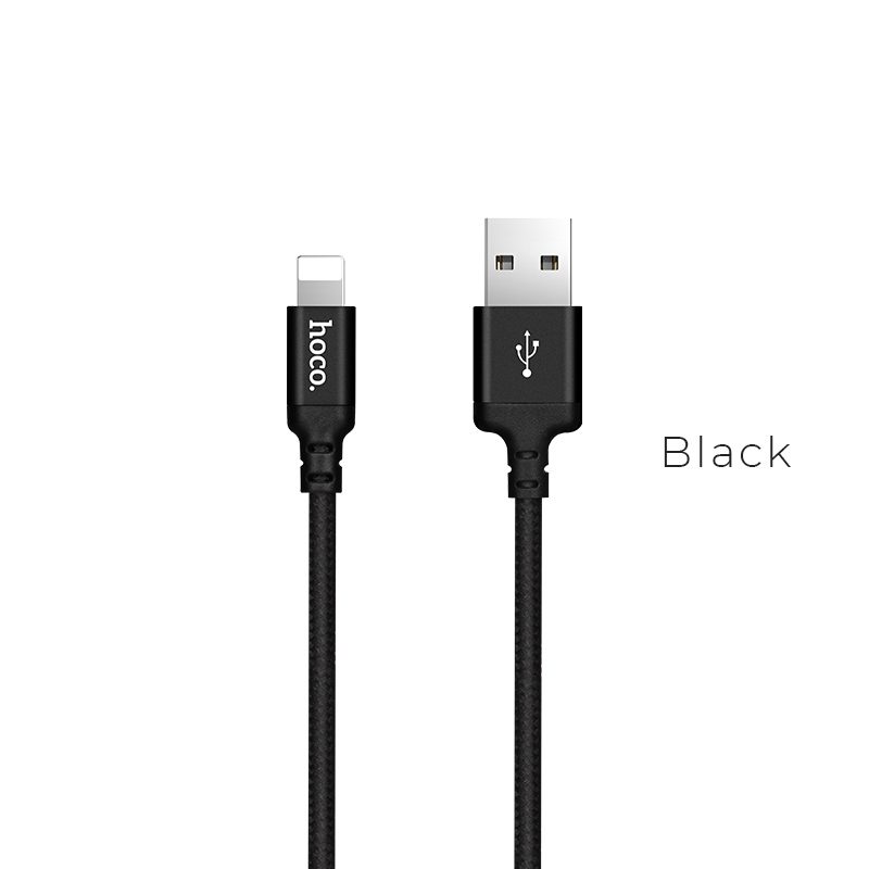[KV-6957531062882] Hoco X14 lightning cable (fabric cover), fabric, 2,4A, 2m, black