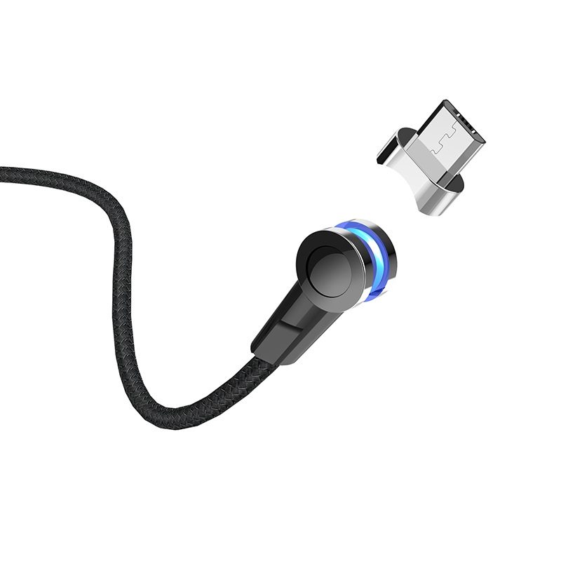 [6931474712608] Hoco S8 microUSB cable (magnetic charging tip), magnetic, fabric, zinc alloy, 1,2m, 3A, black