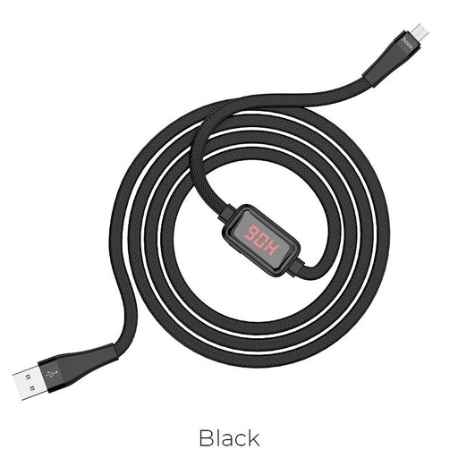 Hoco S4 microUSB cablu, 3A, LED indicator de stare, supraîncărcare împotriva protecție, negru