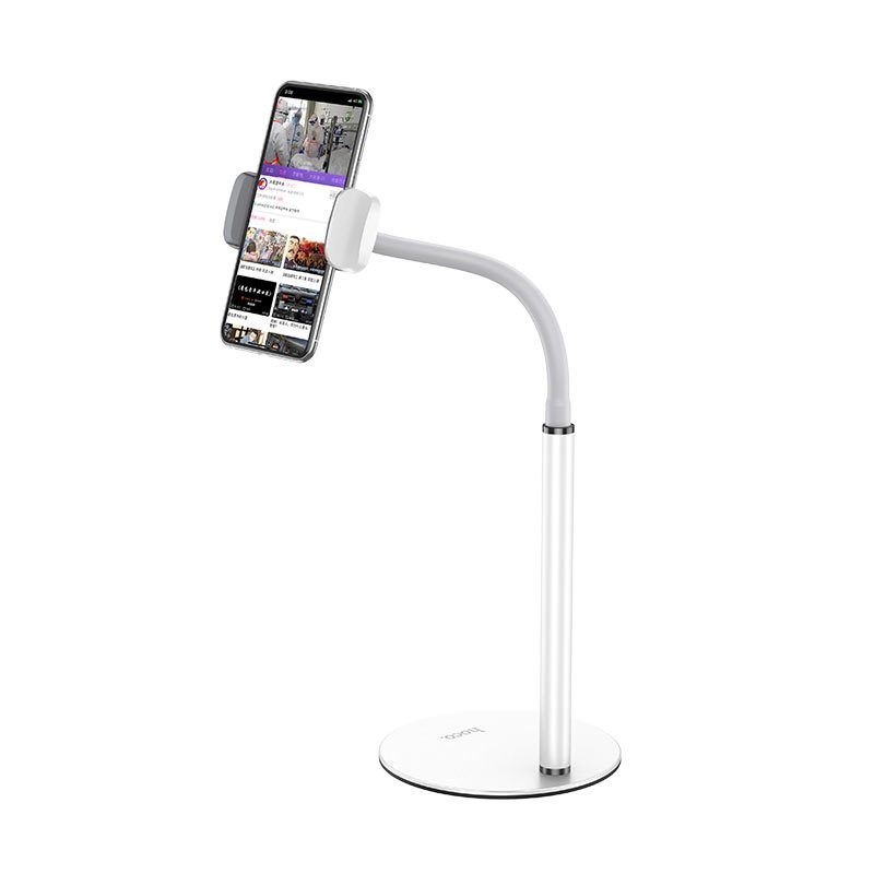 [6931474729835] Hoco PH28 asztali phone- and tablet holder stand, aluminium alloy, 4.7"-10", white