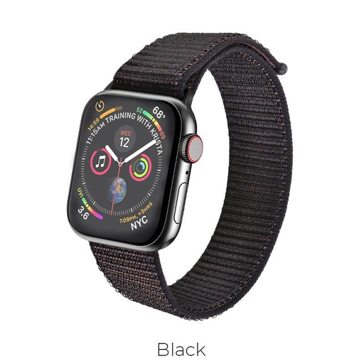 Hoco Apple Watch Series1/2/3/4/5(38/40mm) WB06 nylon curea sport, Negru