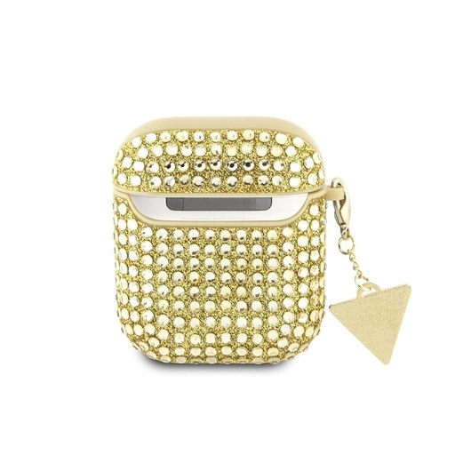 Guess Rhinestones Triangle Metal Logo husă AirPods 1/2 (Auriu) - GUA2HDGTPD