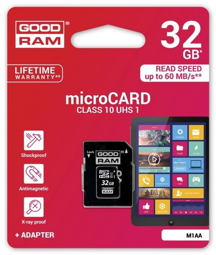 Goodram microSDHC + adapter 32GB class10 card de memorie