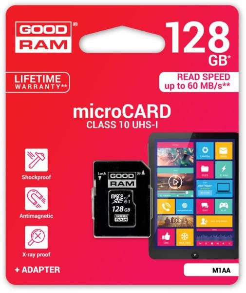 [5908267913178] Goodram microSDHC + adapter 128GB class10 memory card M1AA-1280R11