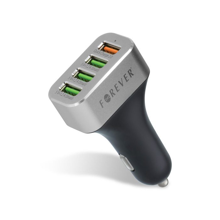 [FP019991] Forever car fast charger (4 USB port), QC 2.0, silver/ black