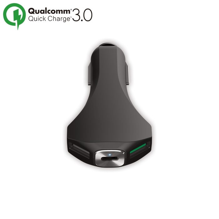 [FP022058] Forever car charger (2 USB, type-C cable), black