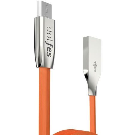 [6970569470351] Dotfes A04M zinc alloy microUSB cable, orange