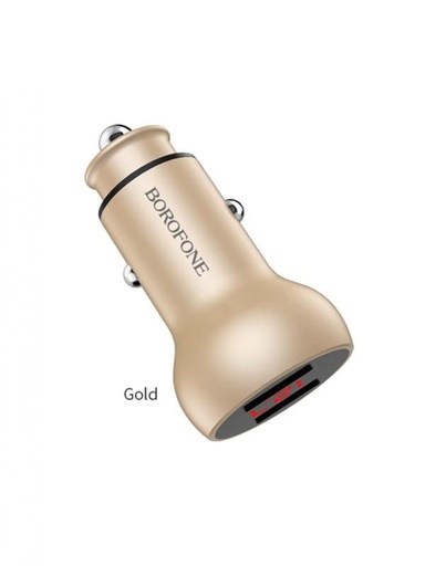 Borofone BZ9A auto încărcător (2xUSB port), LED indicator de stare, 5V 3,1A, auriu