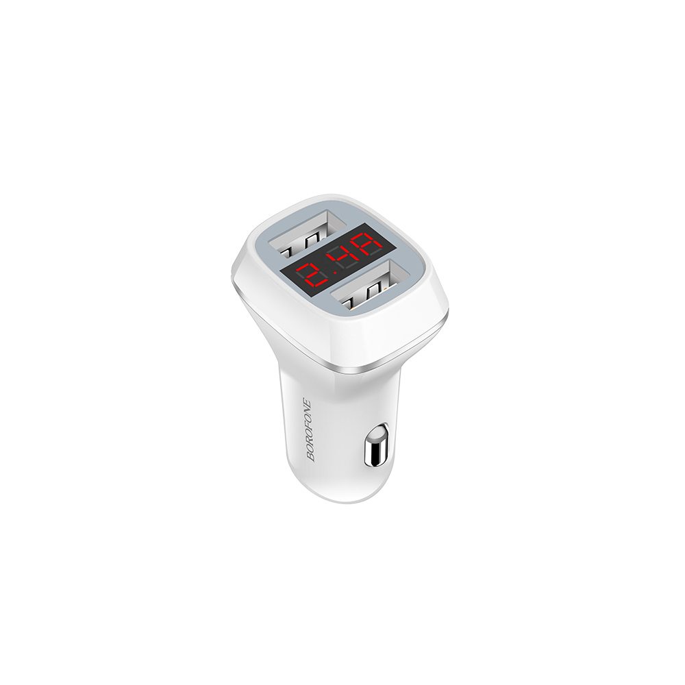 [6957531081982] Borofone BZ3 car charger (2xUSB port), LED status indicator,5V 2,4A, white