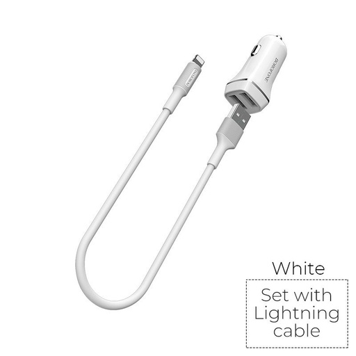Borofone BZ2 auto încărcător (2 USB port, lightning cablu), 5V 2,4A, alb