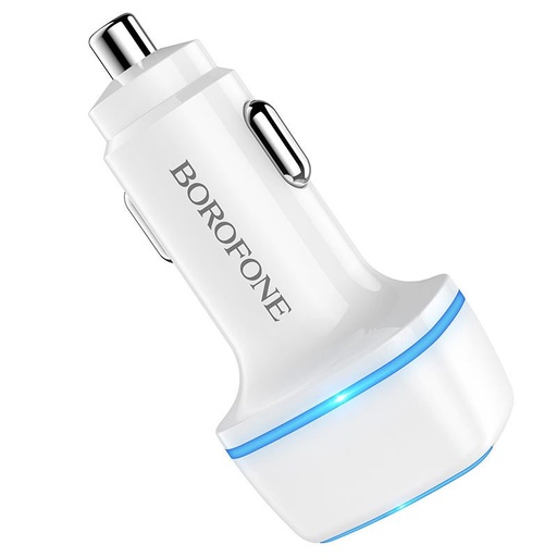 Borofone BZ14 auto încărcător (2xUSB port), 5V 2.4A, alb