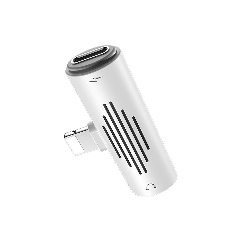 [6931474701435] Borofone BV7 lightning splitter (lightning charger port+3,5mm jack aljzat), 2A, white