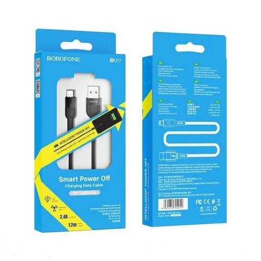 Borofone BU17 lightning cable, 2.4A 1.2M, black