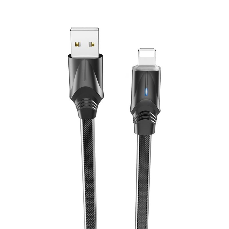 [6931474715630] Borofone BU12 lightning cable, zinc alloy, LED status indicator, 2,4A, 1,2m, black