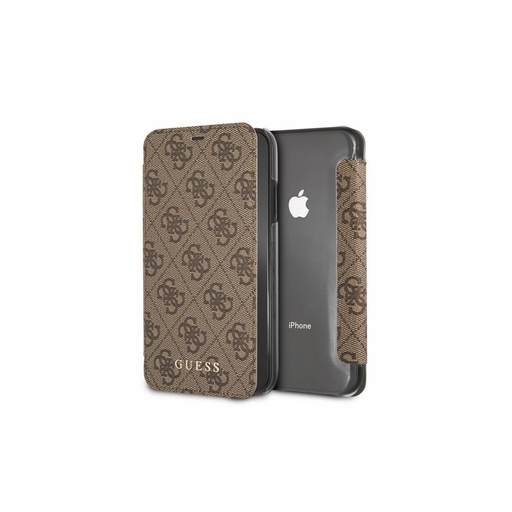 Apple iPhone X / iPhone XS GUESS Charms collection premium husă tip carte (Maro)
