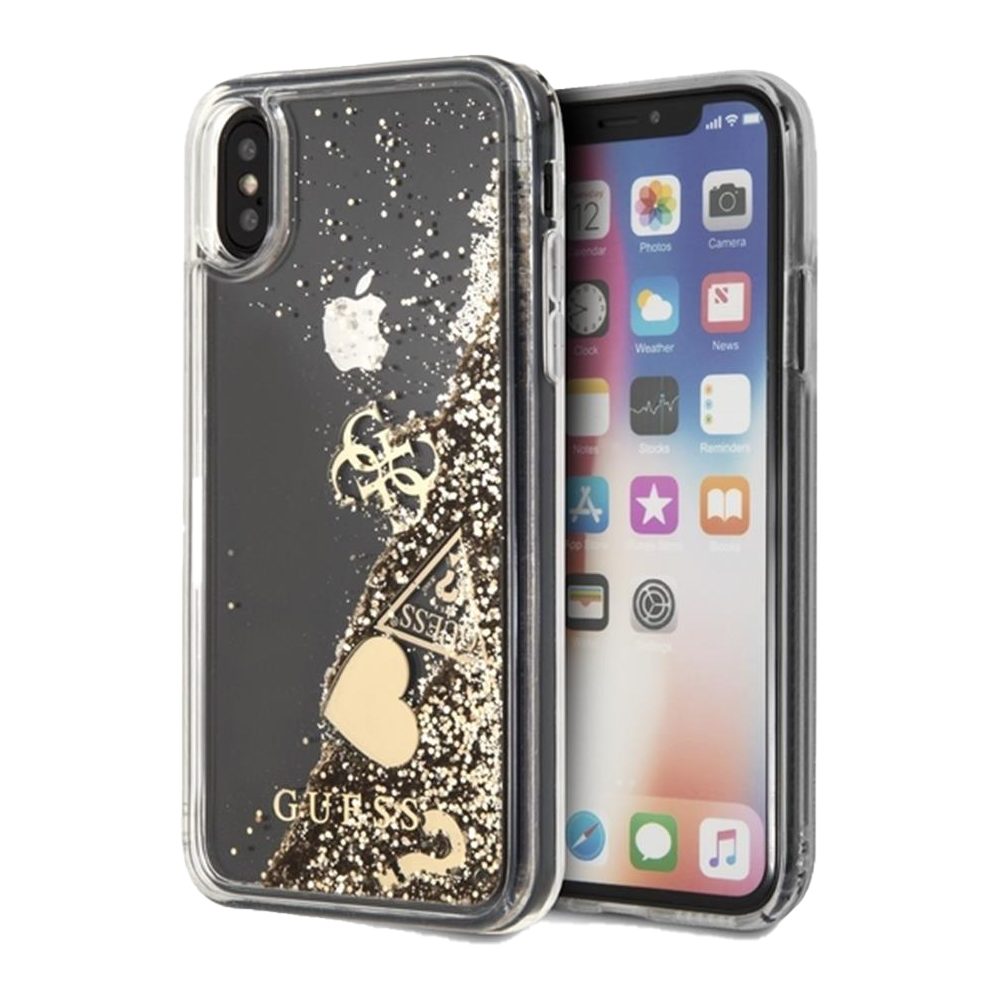[GUHCPXGLHFLGO] Apple iPhone X / XS Guess Glitter Hearts case (Gold) - GUHCPXGLHFLGO