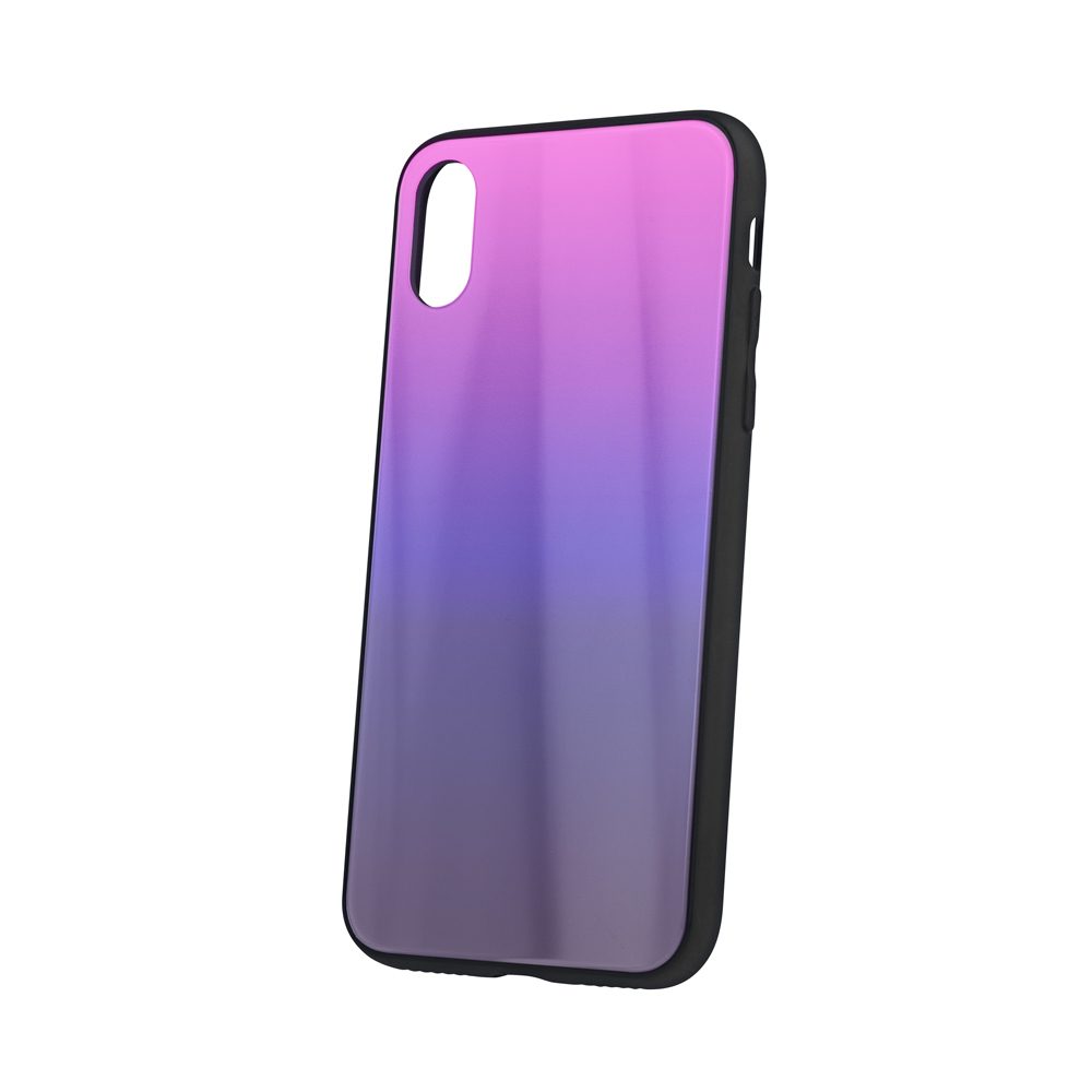 [FP041123] Apple iPhone 7 Plus / iPhone 8 Plus aurora glass back cover case (Black - Pink)