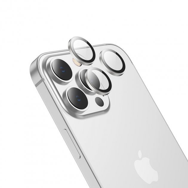 [6942007608350] Apple iPhone 15 Pro / iPhone 15 Pro Max Hoco eagle eye metal kamera tempered glass silver