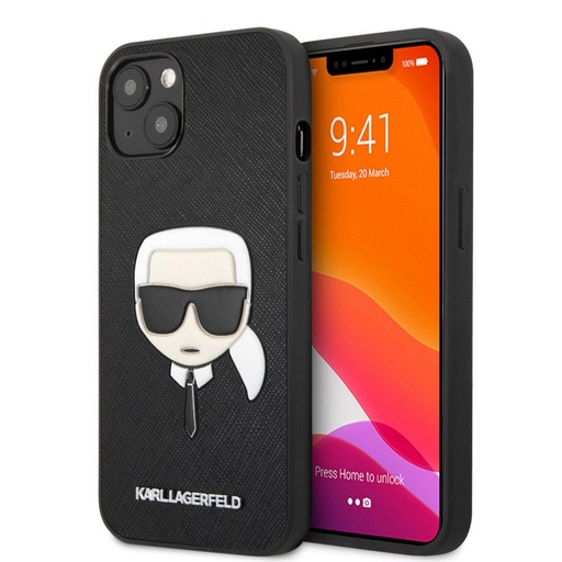 Apple iPhone 13 mini Karl Lagerfeld PU Saffiano Karl Head husă (Negru) – KLHCP13SSAKHBK