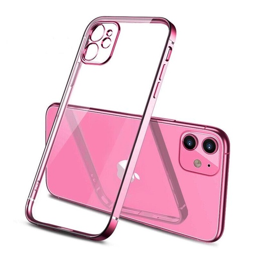 Apple iPhone 12 electroplate cu protecție cameră silicon husă spate (Roz)