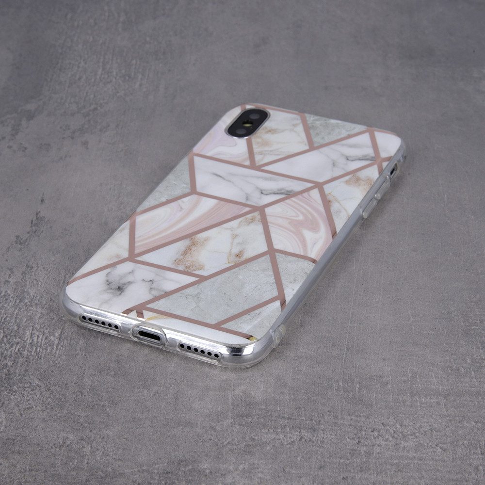 [GSM102156] Apple iPhone 12 Mini geometric marmur back cover case (Pink)