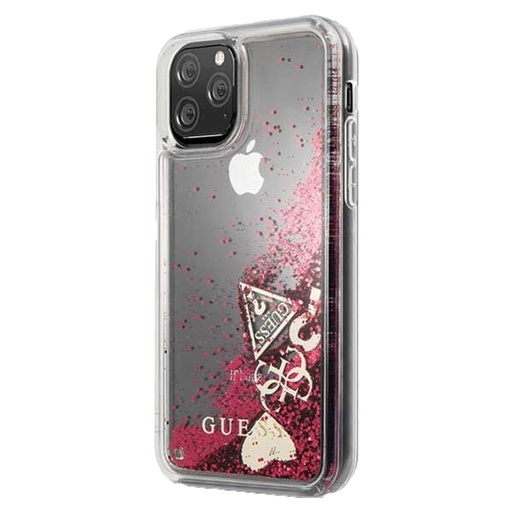 Apple iPhone 11 Pro Guess Glitter Hearts husă (Zmeură) - GUHCN58GLHFLRA