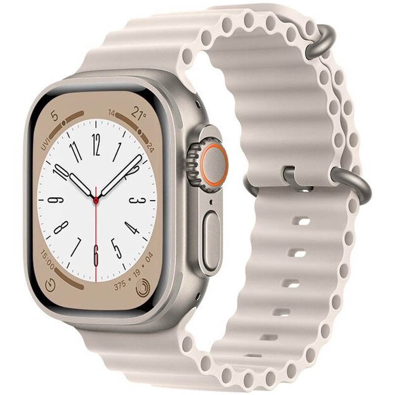 [6931474789617] Apple Watch 42mm / Watch 44mm / Watch 45mm / Watch 49mm HOCO WA12 silicone strap silver