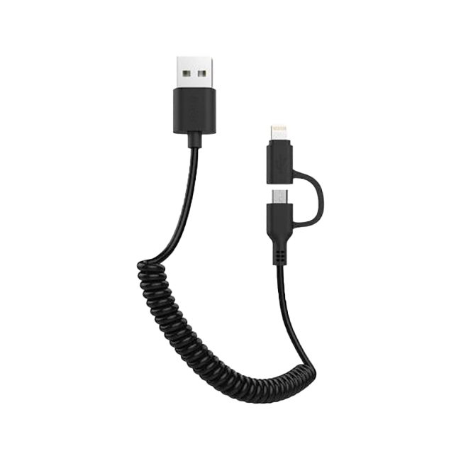[MG-AWECL53-02] AWEI CL-53 2in1 cable (microUSB + lightning), csavart, 1m, black