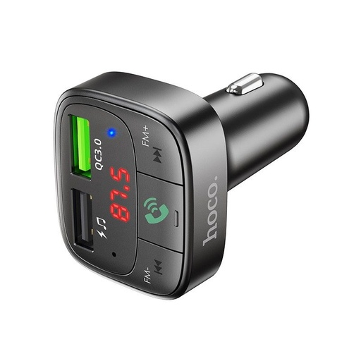 Hoco E59 FM transmitter, QC 3.0 încărcător rapid 18W, LED indicator de stare, BT 5.0, negru