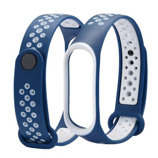 Xiaomi Mi Band 3/4/5/6 silicon curea, albastru marin/alb