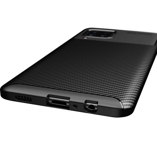 Samsung Galaxy A12 carbon fiber silicon husă spate, (Negru)