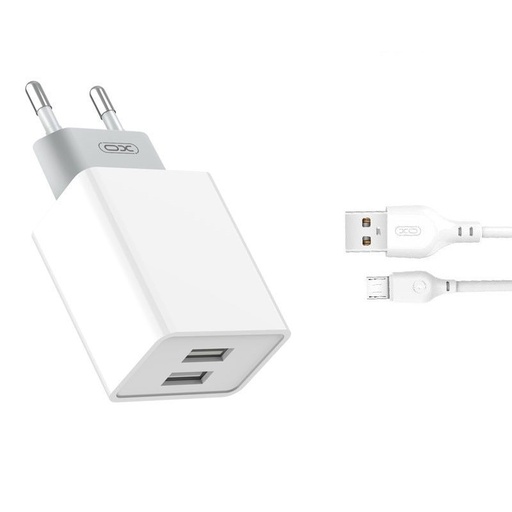 XO L65 2.4A încărcător (Alb) – dublu USB conector
