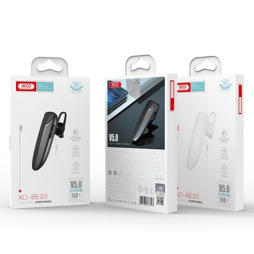 XO BE20 bluetooth headset, BT v5.0, 1 ceas de încărcare timp, 10 ore muzică/apel, Micro USB încărcare, alb