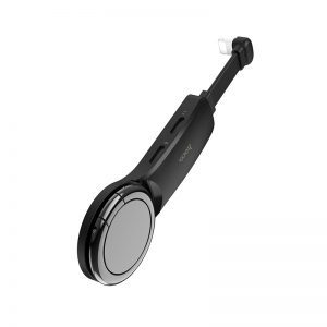 Hoco LS22 2in1 lightning distribuitor (lightning audio+lightning încărcător port) inel cu suport, negru