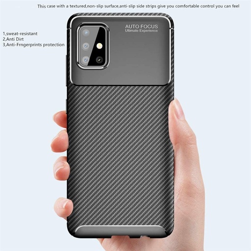 Samsung Galaxy A51 carbon fiber silicon husă spate, (Negru)
