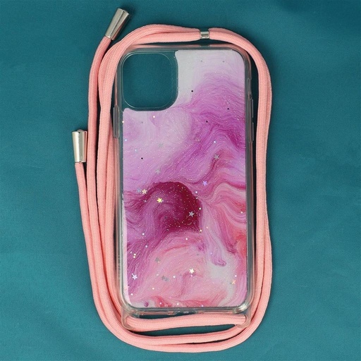 Apple iPhone 11 la gât de agățat glitter husă spate (Roz)
