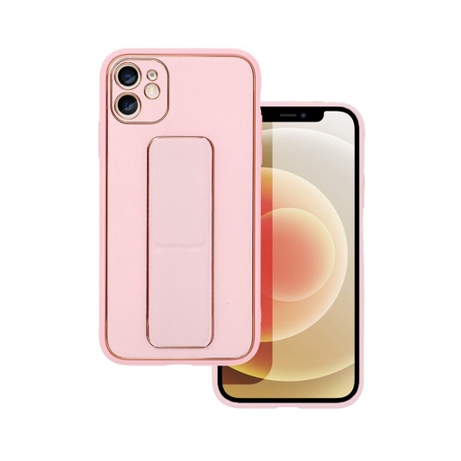 Apple iPhone 12/12 Pro piele husă de protecție extensibil cu suport, magnetic suport auto compatibil (Roz)