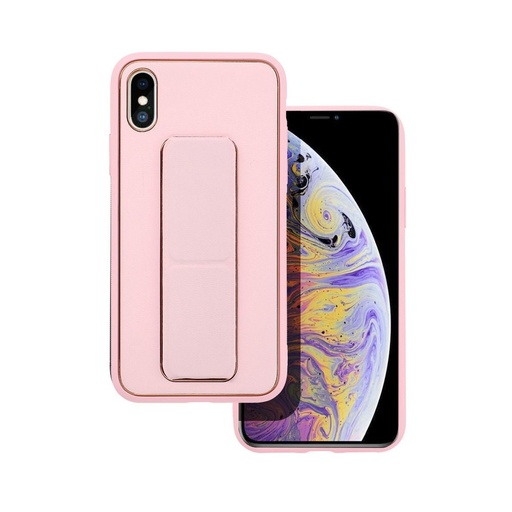 Apple iPhone X/XS piele husă de protecție extensibil cu suport, magnetic suport auto compatibil , (Roz)