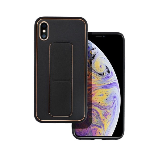 Apple iPhone X/XS piele husă de protecție extensibil cu suport, magnetic suport auto compatibil , (Negru)