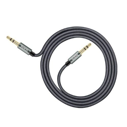 Hoco UPA03 , 1m, AUX audio cablu, Nylon bevonattal, gri