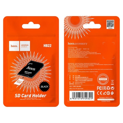 Hoco HB22 , MicroSD-SD card adaptor, negru