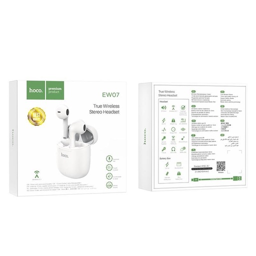 Hoco EW07 fără fir headset, BT v5.0, husă de încărcare 300mAh, căști 30mAh 4 ore apel/muzică és 120 ceas standby timp, fe
