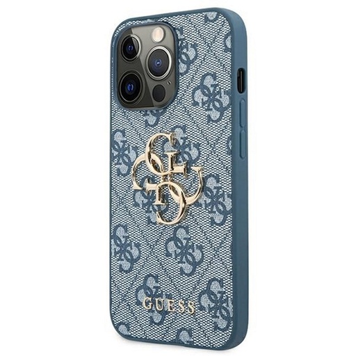 Apple iPhone 13 Pro Guess PU 4G Metal Logo husă (Albastru) - GUHCP13L4GMGBL