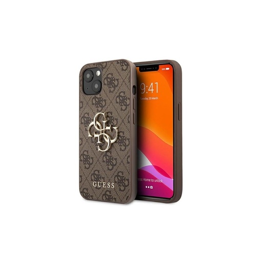 Apple iPhone 13 Pro Max GUESS PU 4G Metal Logo husă spate (Maro - GUHCP13X4GMGBR)