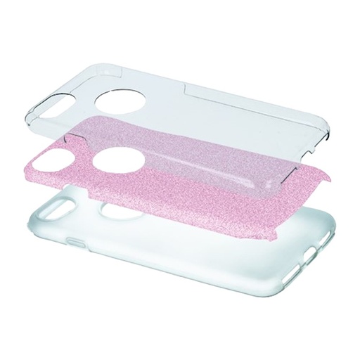 Apple iPhone X / iPhone XS glitter 3in1 husă spate (Roz)