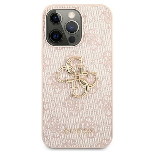 Apple iPhone 13 Pro Guess PU 4G Metal Logo husă (Roz) - GUHCP13L4GMGPI