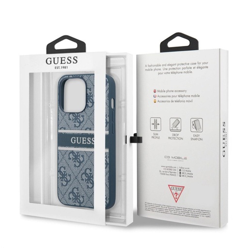Apple iPhone 13 Pro Guess PU 4G Printed Stripe husă (Albastru) - GUHCP13L4GDBL