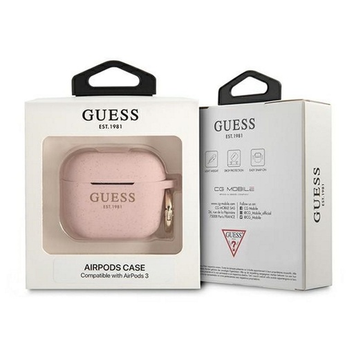 AirPods 3 Guess Glitter Printed Logo husă (Roz) - GUA3SGGEP