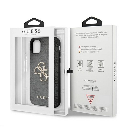 Apple iPhone 13 mini Guess PU 4G Metal Logo husă (Gri) - GUHCP13S4GMGGR